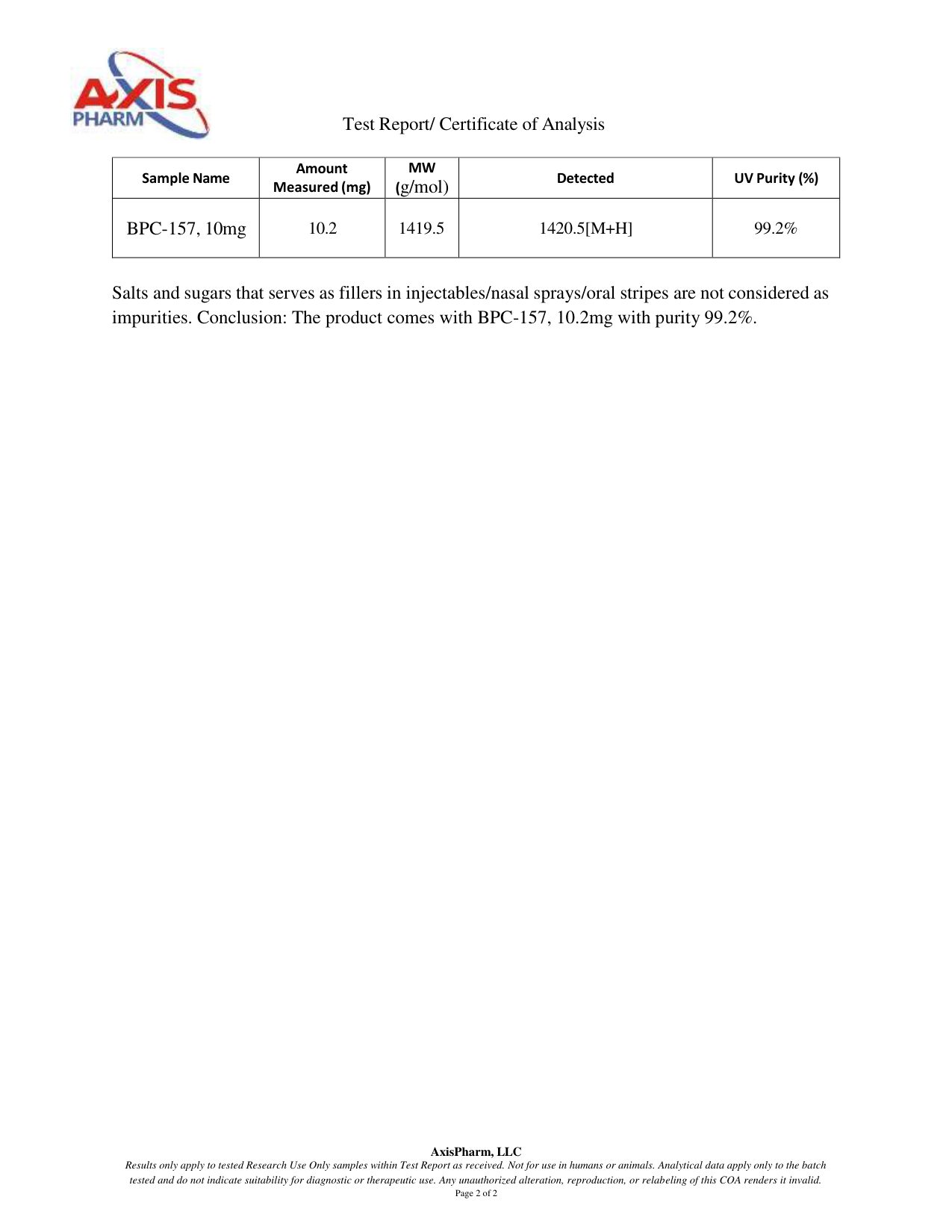 BPC-157 10mg COA — page 2