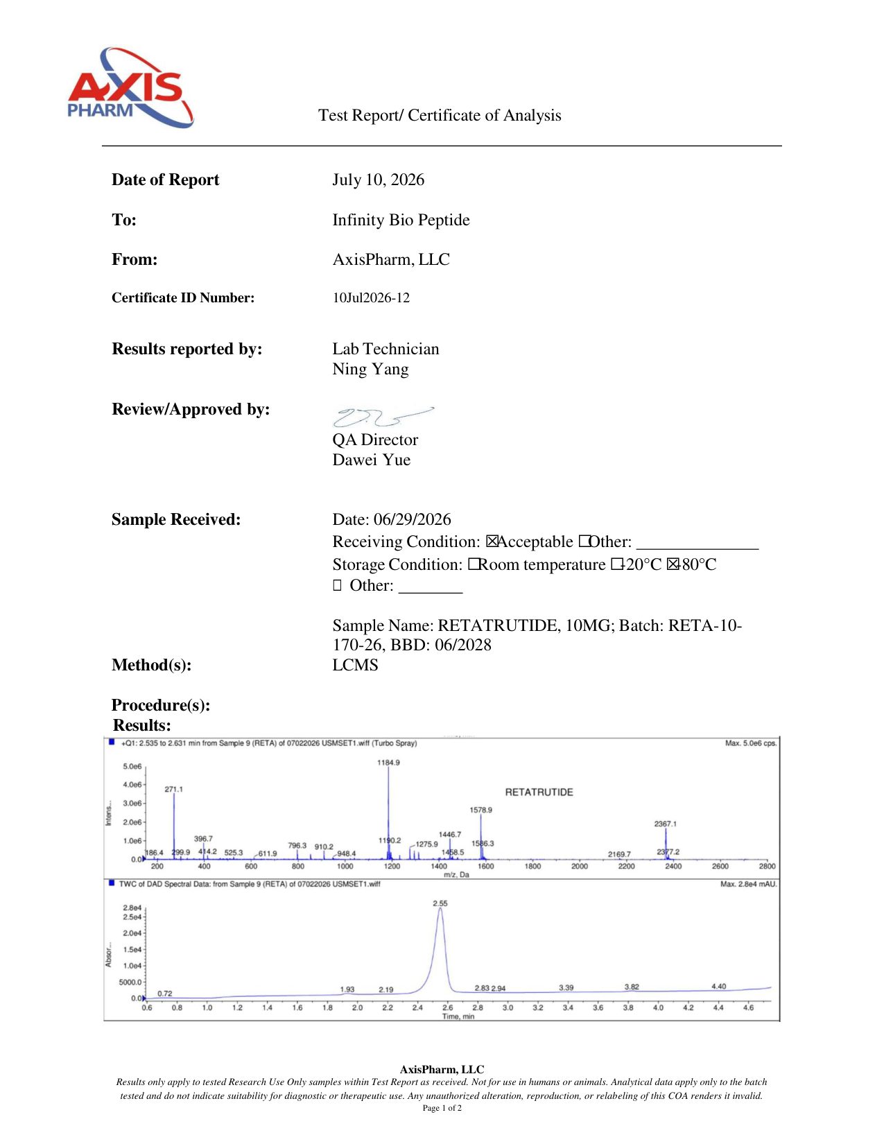 GLP-3R 10mg COA — page 1
