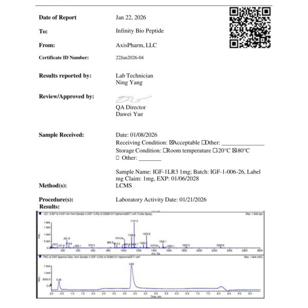 IGF-1 LR3 1mg COA — page 1