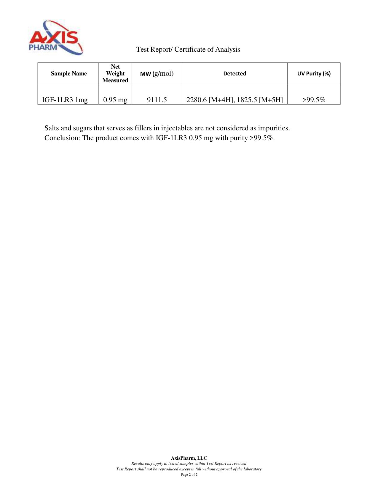 IGF-1 LR3 1mg COA — page 2