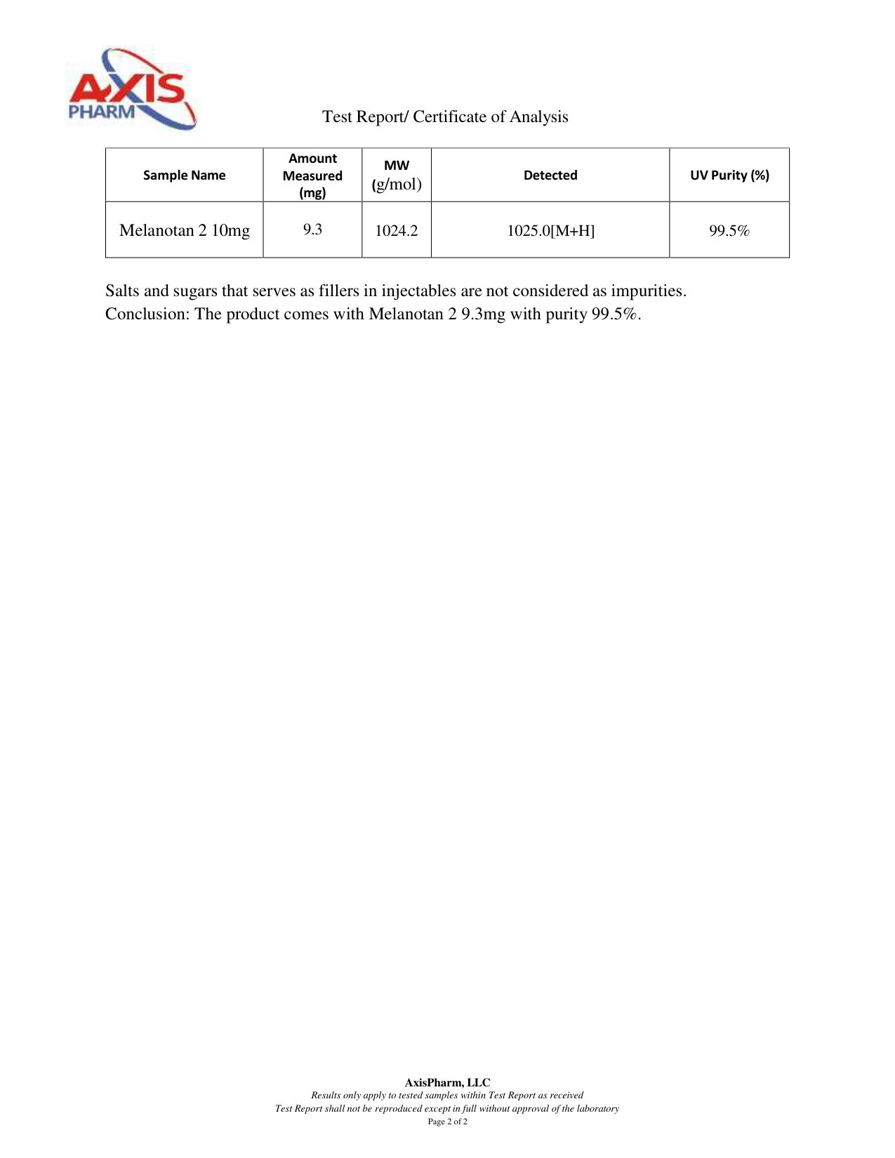MT-2 10mg COA — page 2