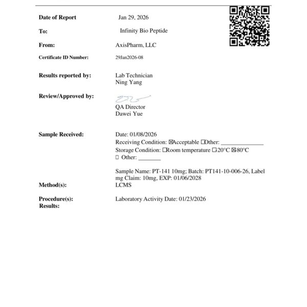 PT-141 10mg COA — page 1