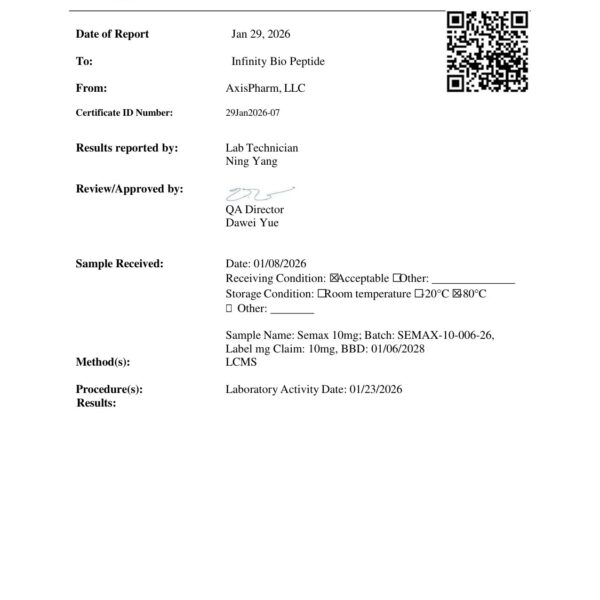 Semax 10mg COA — page 1