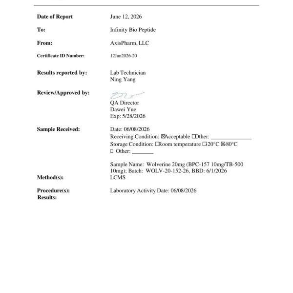 Wolverine Pro (BPC-157 10mg/TB-500 10mg) COA — page 1